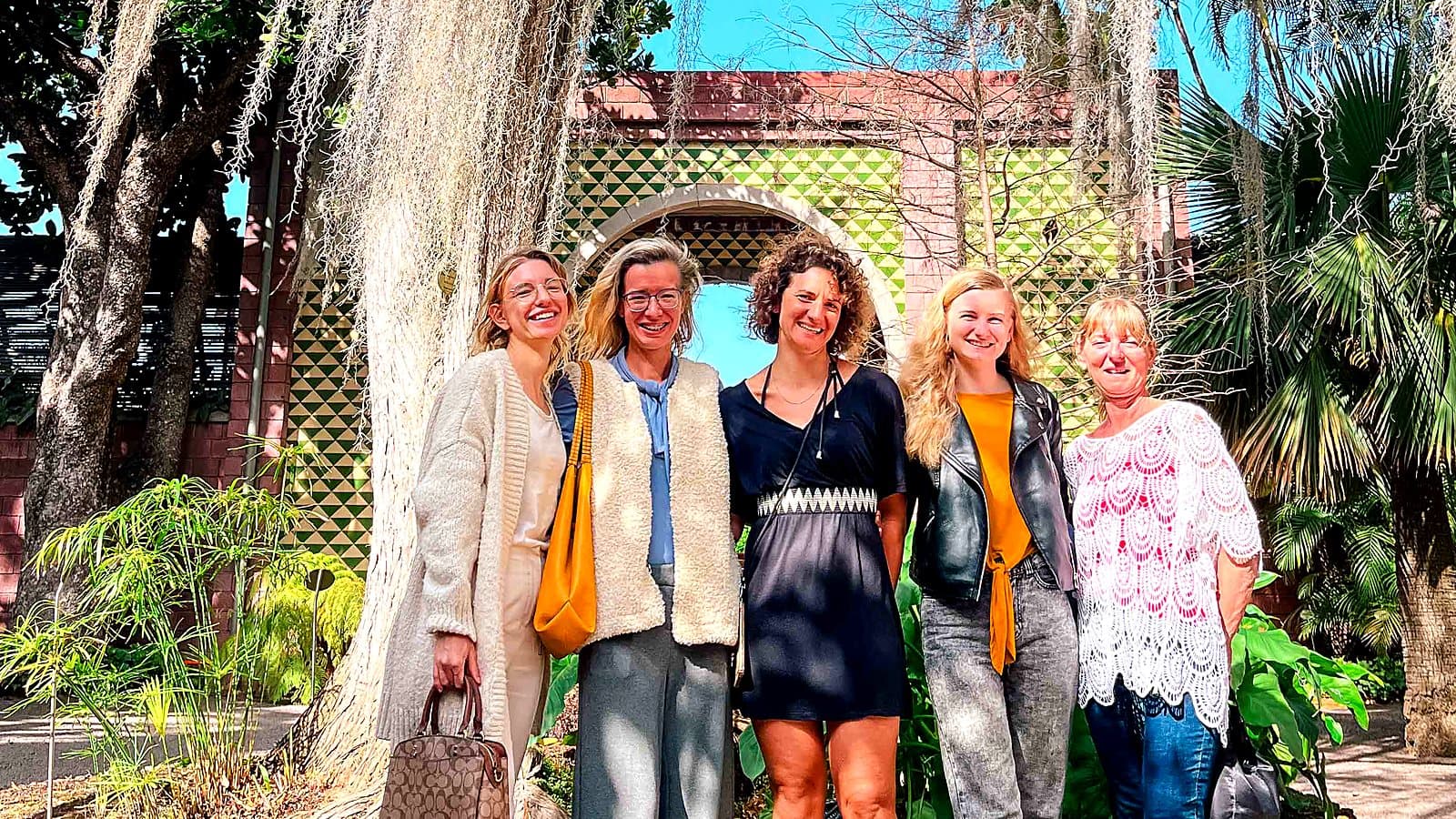 Participants in a tropical garden in Tenerife